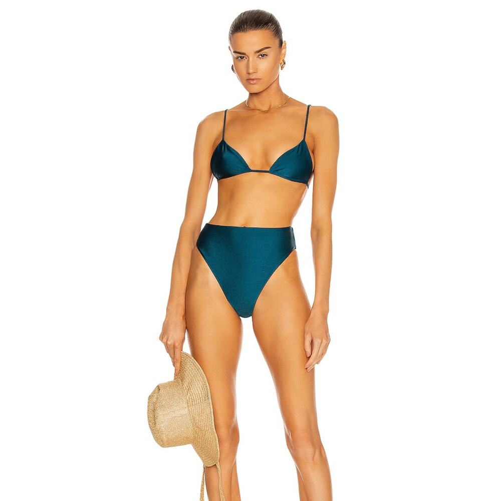 JADE SWIM Incline Bikini Bottom in Teal Sheen NWOT XS